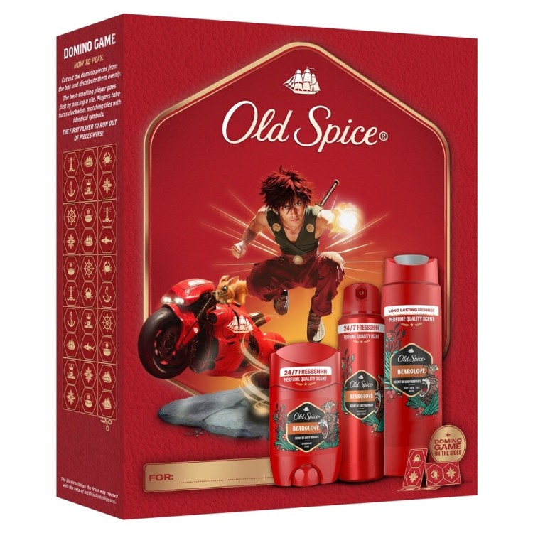 Kazeta Old Spice Bearglove domino Stick, spray,SPG - Kosmetika Pro muže Dárkové kazety